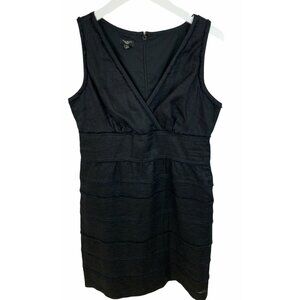 Talbots Women's Sz 10P Linen little Black Dress Sleeveless V-Neck Surplice